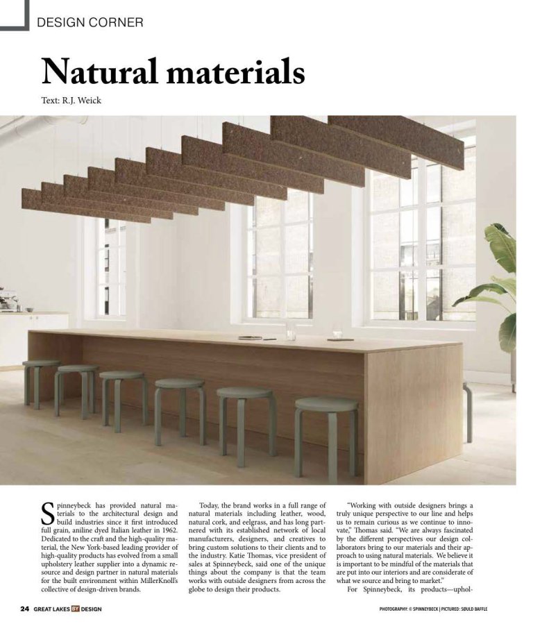 Sould Baffle featured in Natural Materials roundup