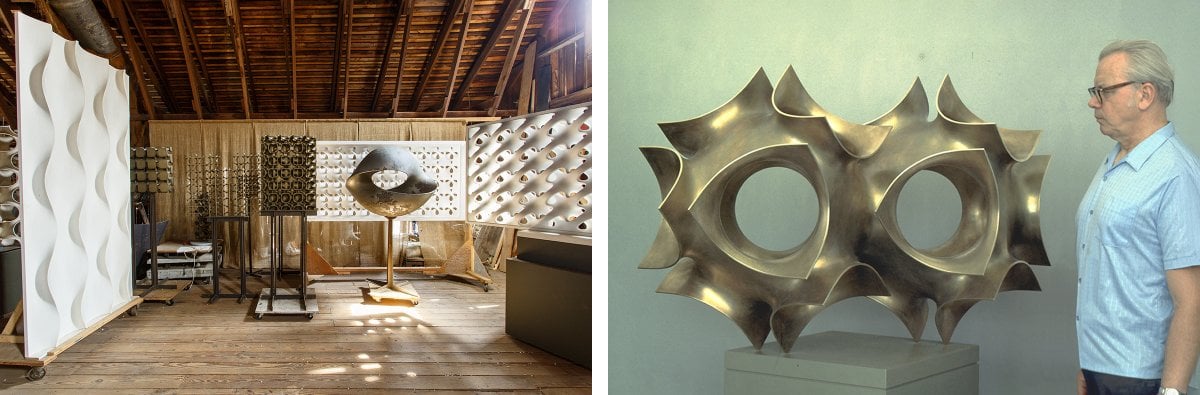 Erwin Hauer's studio and sculptures