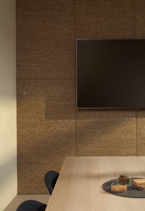 Eelgrass wallcovering in conference room